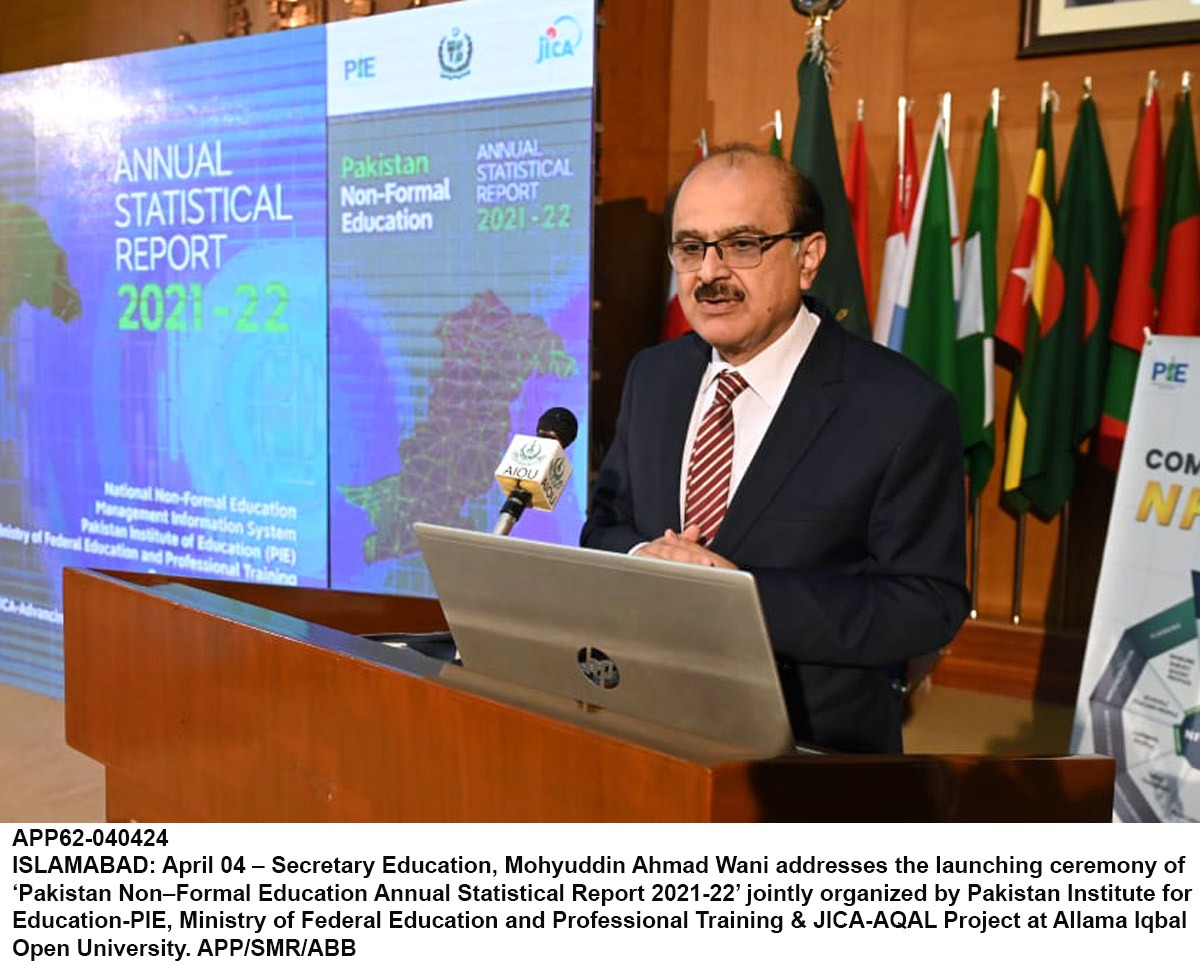 The PIE’s Non-Formal Education Statistics Report 2021–22 has been launched by Moheyuddin Ahmed Wan.